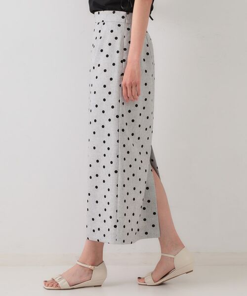 OPAQUE.CLIP / オペーク ドット クリップ ロング・マキシ丈スカート | 麻混ドットプリントナロースカート【洗濯機洗い可】 | 詳細10