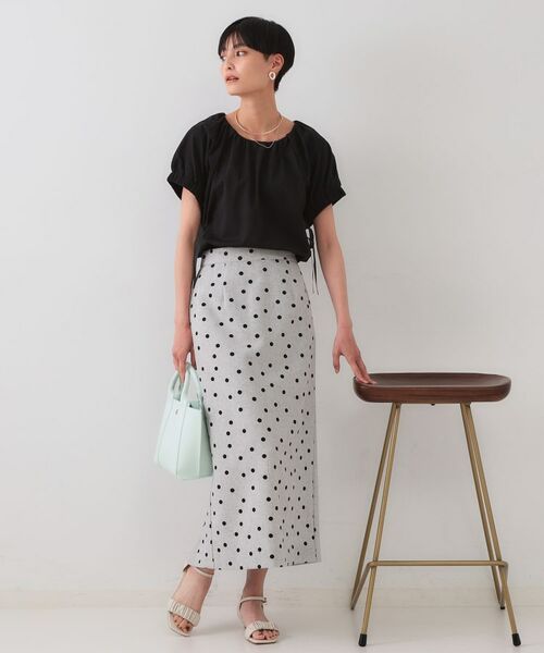 OPAQUE.CLIP / オペーク ドット クリップ ロング・マキシ丈スカート | 麻混ドットプリントナロースカート【洗濯機洗い可】 | 詳細2
