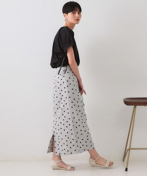 OPAQUE.CLIP / オペーク ドット クリップ ロング・マキシ丈スカート | 麻混ドットプリントナロースカート【洗濯機洗い可】 | 詳細3
