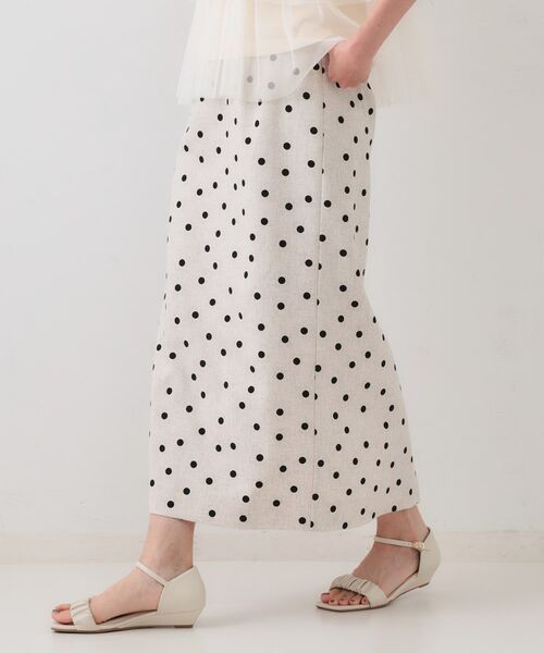 OPAQUE.CLIP / オペーク ドット クリップ ロング・マキシ丈スカート | 麻混ドットプリントナロースカート【洗濯機洗い可】 | 詳細5