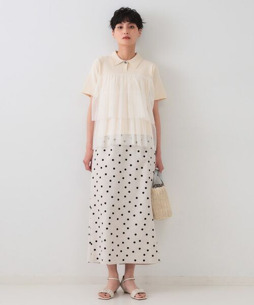 OPAQUE.CLIP / オペーク ドット クリップ ロング・マキシ丈スカート | 麻混ドットプリントナロースカート【洗濯機洗い可】 | 詳細6