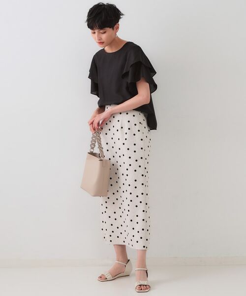 OPAQUE.CLIP / オペーク ドット クリップ ロング・マキシ丈スカート | 麻混ドットプリントナロースカート【洗濯機洗い可】 | 詳細7