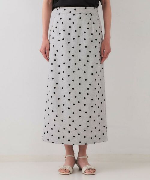 OPAQUE.CLIP / オペーク ドット クリップ ロング・マキシ丈スカート | 麻混ドットプリントナロースカート【洗濯機洗い可】 | 詳細9