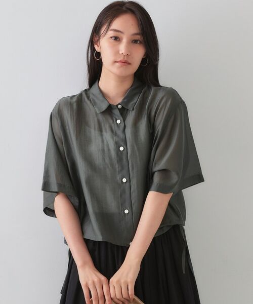 OPAQUE.CLIP / オペーク ドット クリップ シャツ・ブラウス | 裾ドロストシアーショートシャツ【洗濯機洗い可】 | 詳細1