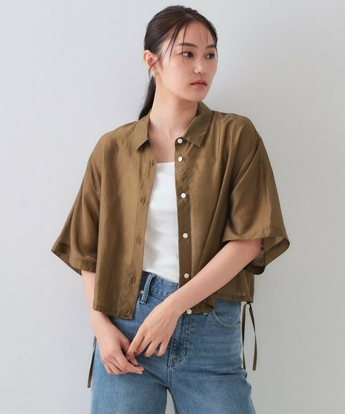 OPAQUE.CLIP / オペーク ドット クリップ シャツ・ブラウス | 裾ドロストシアーショートシャツ【洗濯機洗い可】 | 詳細5