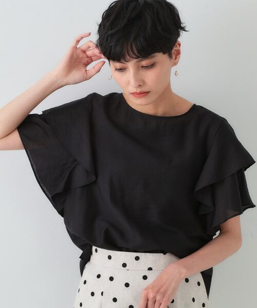 OPAQUE. CLIP/オペーク ドット クリップ フリルスリーブブラウス【洗濯機洗い可】 ブラック(019) 38(M)