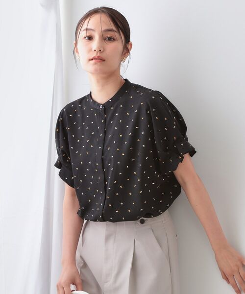 OPAQUE.CLIP / オペーク ドット クリップ シャツ・ブラウス | 幾何柄アソート タックドルマンスリーブブラウス【洗濯機洗い可】(ブラック(519))