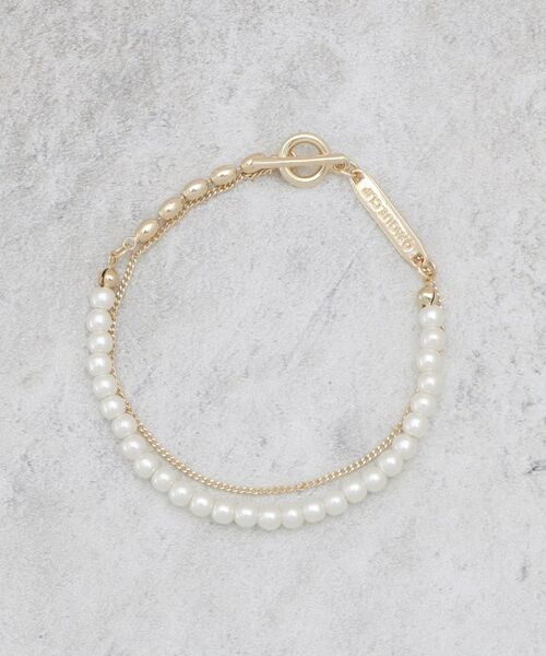 OPAQUE.CLIP / オペーク ドット クリップ ブレスレット・バングル | フェイクパール×チェーン2連ブレスレット | 詳細1