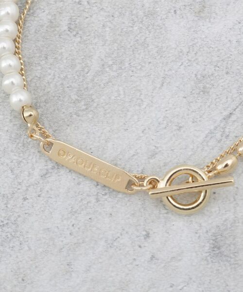 OPAQUE.CLIP / オペーク ドット クリップ ブレスレット・バングル | フェイクパール×チェーン2連ブレスレット | 詳細4