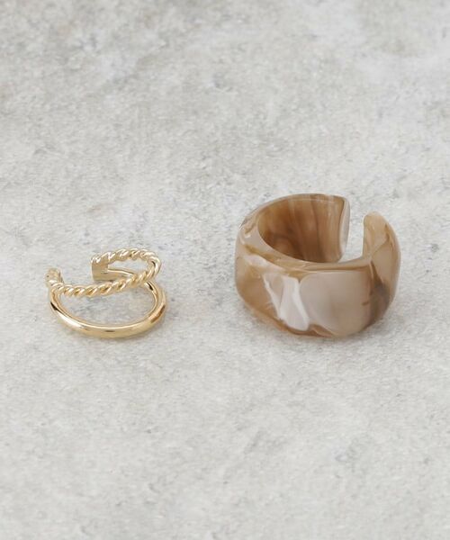 OPAQUE.CLIP / オペーク ドット クリップ ピアス・イヤリング | マーブル×ダブルラインメタルセットイヤーカフ | 詳細1