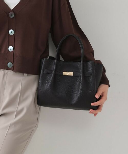 OPAQUE.CLIP / オペーク ドット クリップ ショルダーバッグ | 【軽量/2WAY/通勤対応】フロントベルトデザインミドルトートバッグ(ブラック(019))