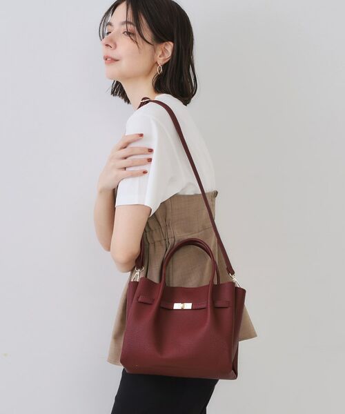 OPAQUE.CLIP / オペーク ドット クリップ ショルダーバッグ | 【軽量/2WAY/通勤対応】フロントベルトデザインミドルトートバッグ(ボルドー(164))