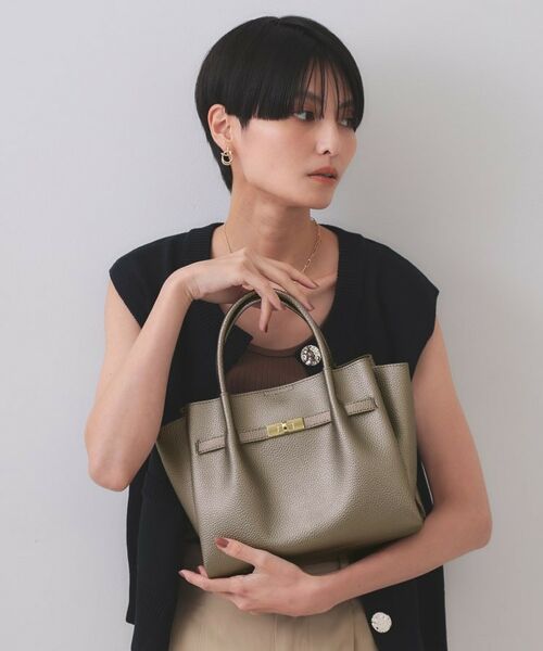 OPAQUE.CLIP / オペーク ドット クリップ ショルダーバッグ | 【軽量/2WAY/通勤対応】フロントベルトデザインミドルトートバッグ(ブラックシルバー(809))