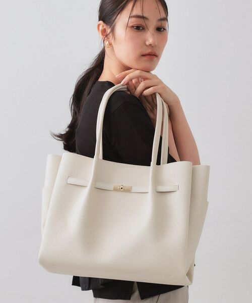 OPAQUE.CLIP / オペーク ドット クリップ トートバッグ | 【軽量/A4サイズ対応/通勤対応】フロントベルトデザイントートバッグ(アイボリー(004))