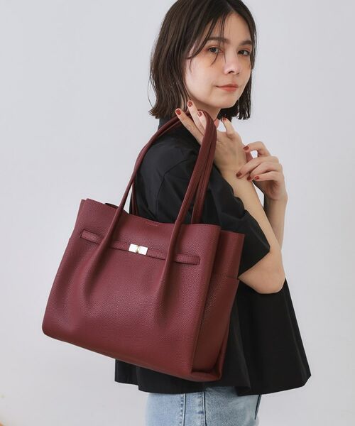 OPAQUE.CLIP / オペーク ドット クリップ トートバッグ | 【軽量/A4サイズ対応/通勤対応】フロントベルトデザイントートバッグ(ボルドー(164))