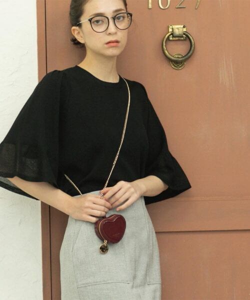 OPAQUE. CLIP/オペーク ドット クリップ 《5色展開》シアーフレアスリーブニット【洗濯機洗い可】 ブラック(019) 40(L)