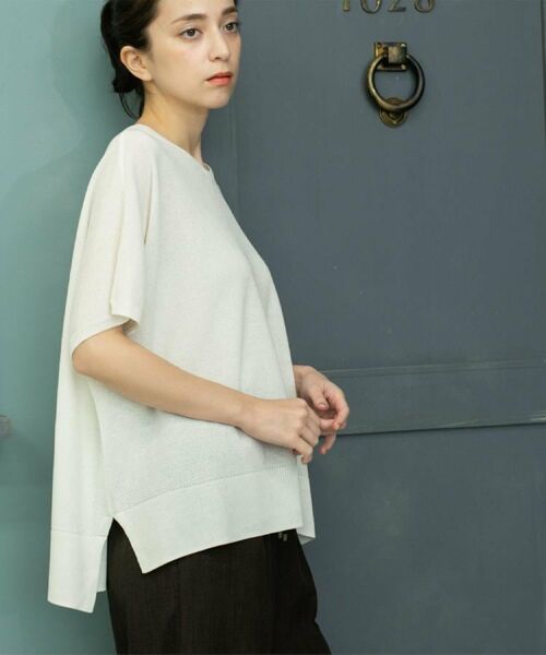 OPAQUE. CLIP/オペーク ドット クリップ 《5色展開/S-LLサイズ》リラクシーメッシュニット【洗濯機洗い可】 ホワイト(001) 38(M)