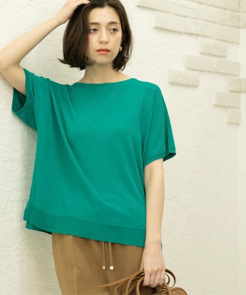 リネンライトTニット（ブラック） ESTNATION / ジオメトリック ラウンジニットTシャツ｜ESTNATION