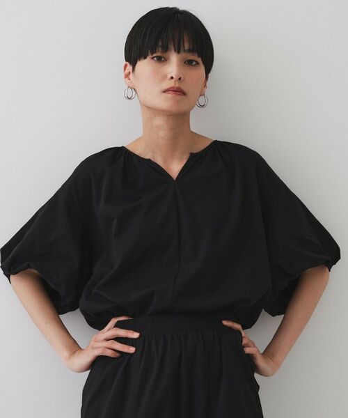 OPAQUE.CLIP / オペーク ドット クリップ カットソー | バルーンスリーブトップス/セットアップ対応【UVケア/接触冷感/洗濯機洗い可】(ブラック(019))