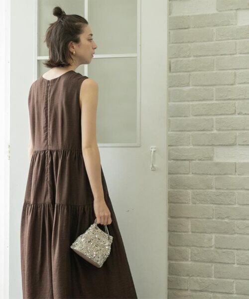 OPAQUE.CLIP / オペーク ドット クリップ ロング・マキシ丈ワンピース | 麻混シアーギャザーティアードワンピース【洗濯機洗い可】 | 詳細10