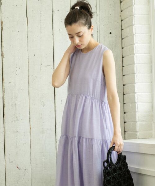 OPAQUE.CLIP / オペーク ドット クリップ ロング・マキシ丈ワンピース | 麻混シアーギャザーティアードワンピース【洗濯機洗い可】 | 詳細14