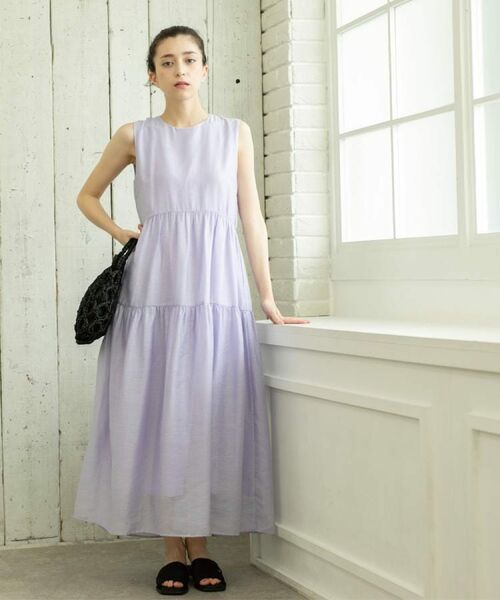 OPAQUE.CLIP / オペーク ドット クリップ ロング・マキシ丈ワンピース | 麻混シアーギャザーティアードワンピース【洗濯機洗い可】 | 詳細15