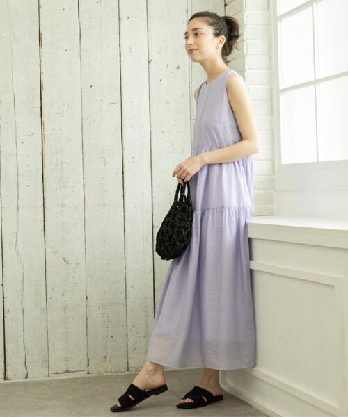 OPAQUE.CLIP / オペーク ドット クリップ ロング・マキシ丈ワンピース | 麻混シアーギャザーティアードワンピース【洗濯機洗い可】 | 詳細17