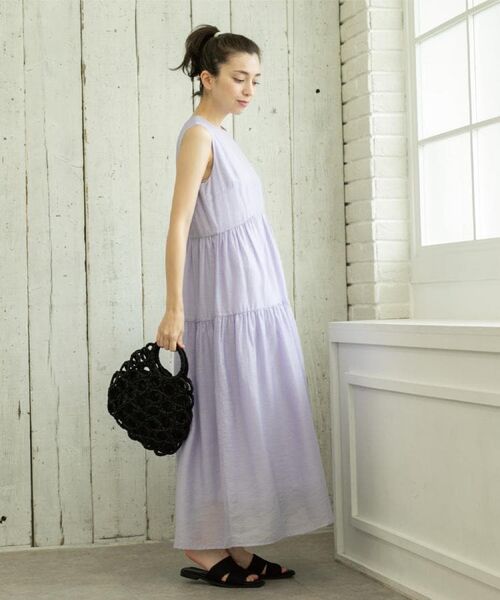OPAQUE.CLIP / オペーク ドット クリップ ロング・マキシ丈ワンピース | 麻混シアーギャザーティアードワンピース【洗濯機洗い可】 | 詳細19