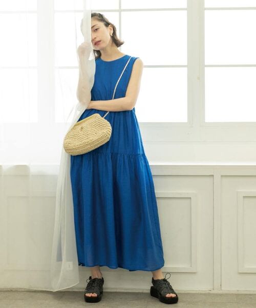 OPAQUE.CLIP / オペーク ドット クリップ ロング・マキシ丈ワンピース | 麻混シアーギャザーティアードワンピース【洗濯機洗い可】 | 詳細21