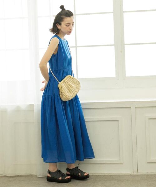 OPAQUE.CLIP / オペーク ドット クリップ ロング・マキシ丈ワンピース | 麻混シアーギャザーティアードワンピース【洗濯機洗い可】 | 詳細22