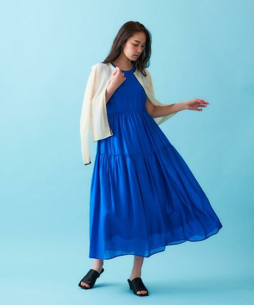 OPAQUE.CLIP / オペーク ドット クリップ ロング・マキシ丈ワンピース | 麻混シアーギャザーティアードワンピース【洗濯機洗い可】 | 詳細28