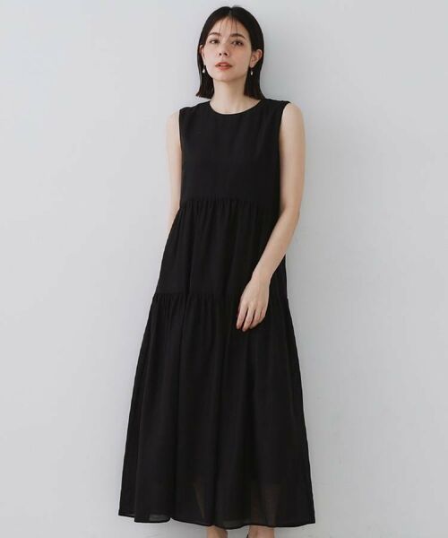 OPAQUE.CLIP / オペーク ドット クリップ ロング・マキシ丈ワンピース | 麻混シアーギャザーティアードワンピース【洗濯機洗い可】 | 詳細29