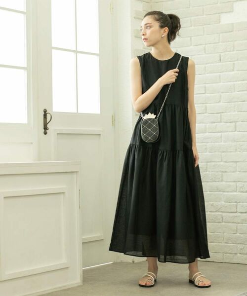 OPAQUE.CLIP / オペーク ドット クリップ ロング・マキシ丈ワンピース | 麻混シアーギャザーティアードワンピース【洗濯機洗い可】 | 詳細5