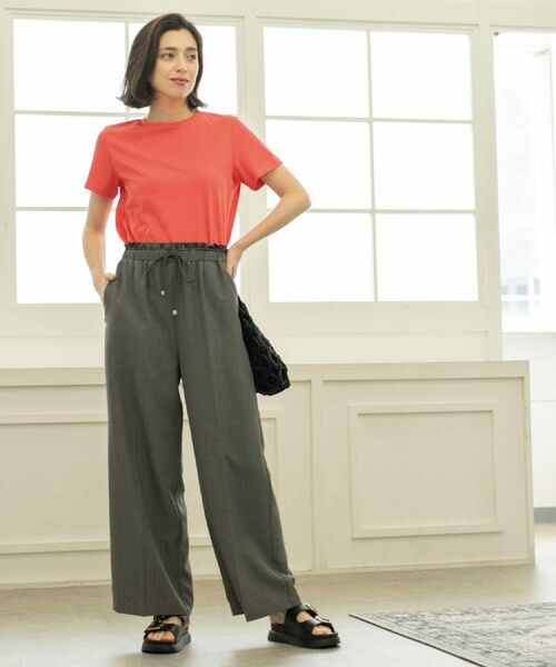 OPAQUE.CLIP / オペーク ドット クリップ パンツ | ウエストサテン使いイージーワイドパンツ【洗濯機洗い可】 | 詳細1