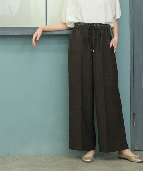 OPAQUE. CLIP/オペーク ドット クリップ ウエストサテン使いイージーワイドパンツ【洗濯機洗い可】 ブラウン(044) 40(L) OPAQUE. CLIP/オペーク ドット クリップ ウエストサテン使いイージーワイドパンツ【洗濯機洗い可】 ブラウン(044) 40(L)