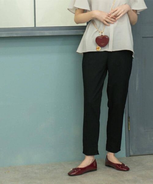 OPAQUE.CLIP / オペーク ドット クリップ ショート・ハーフ・半端丈パンツ | 《S-LLサイズ》ハイストレッチスティックパンツ【洗濯機洗い可/接触冷感】(ブラック(019))