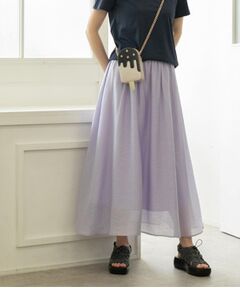 OPAQUE.CLIP / オペーク ドット クリップ ロング・マキシ丈スカート | 麻混シアーギャザーフレアスカート【洗濯機洗い可】