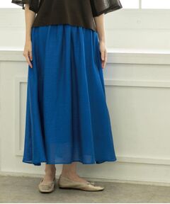 OPAQUE.CLIP / オペーク ドット クリップ ロング・マキシ丈スカート | 麻混シアーギャザーフレアスカート【洗濯機洗い可】