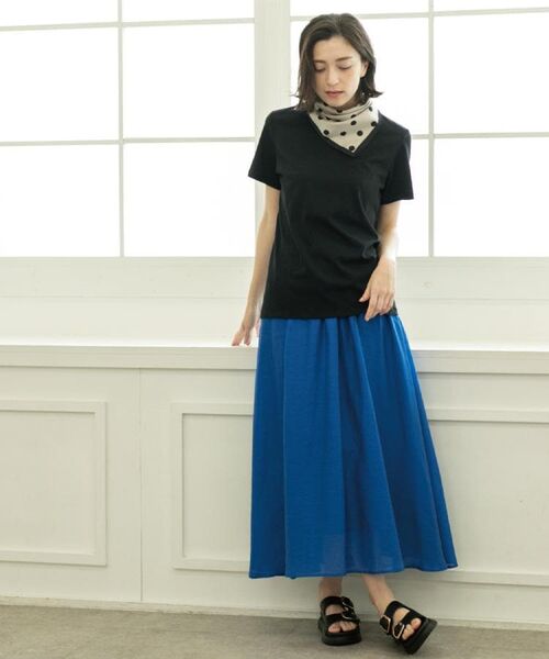 OPAQUE.CLIP / オペーク ドット クリップ ロング・マキシ丈スカート | 麻混シアーギャザーフレアスカート【洗濯機洗い可】 | 詳細14