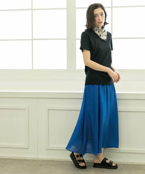 OPAQUE.CLIP / オペーク ドット クリップ ロング・マキシ丈スカート | 麻混シアーギャザーフレアスカート【洗濯機洗い可】 | 詳細15