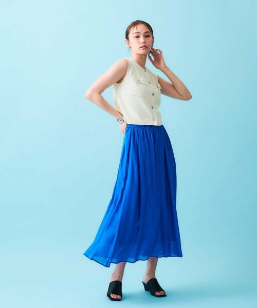 OPAQUE.CLIP / オペーク ドット クリップ ロング・マキシ丈スカート | 麻混シアーギャザーフレアスカート【洗濯機洗い可】 | 詳細17