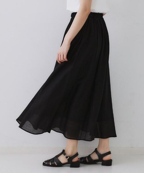 OPAQUE.CLIP / オペーク ドット クリップ ロング・マキシ丈スカート | 麻混シアーギャザーフレアスカート【洗濯機洗い可】 | 詳細20