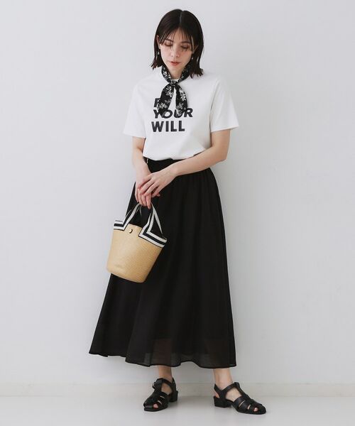 OPAQUE.CLIP / オペーク ドット クリップ ロング・マキシ丈スカート | 麻混シアーギャザーフレアスカート【洗濯機洗い可】 | 詳細21