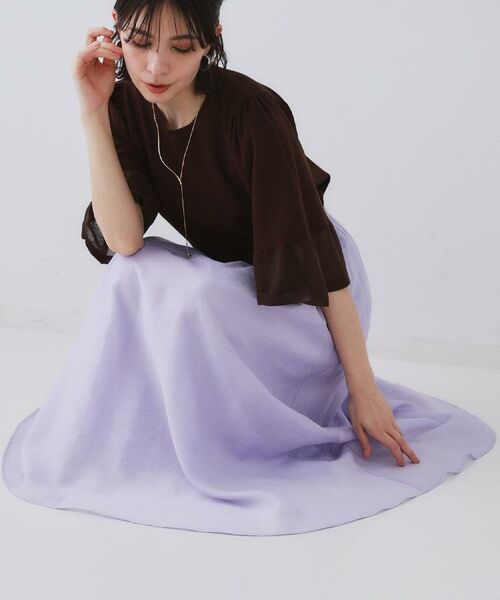 OPAQUE.CLIP / オペーク ドット クリップ ロング・マキシ丈スカート | 麻混シアーギャザーフレアスカート【洗濯機洗い可】 | 詳細25