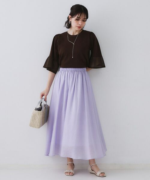 OPAQUE.CLIP / オペーク ドット クリップ ロング・マキシ丈スカート | 麻混シアーギャザーフレアスカート【洗濯機洗い可】 | 詳細26