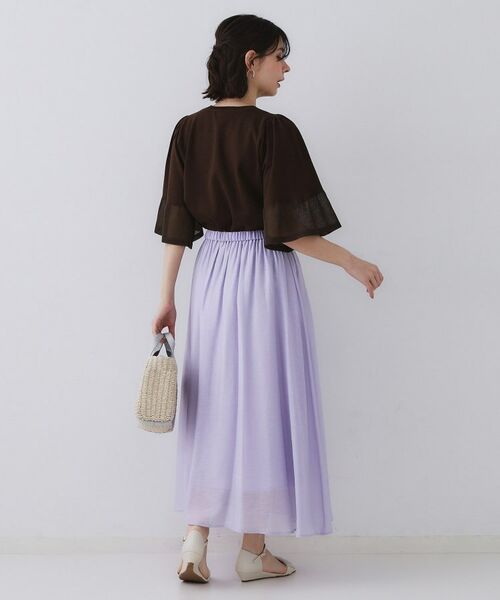 OPAQUE.CLIP / オペーク ドット クリップ ロング・マキシ丈スカート | 麻混シアーギャザーフレアスカート【洗濯機洗い可】 | 詳細27