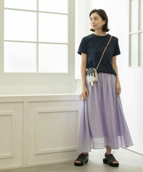 OPAQUE.CLIP / オペーク ドット クリップ ロング・マキシ丈スカート | 麻混シアーギャザーフレアスカート【洗濯機洗い可】 | 詳細6