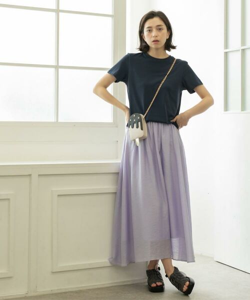 OPAQUE.CLIP / オペーク ドット クリップ ロング・マキシ丈スカート | 麻混シアーギャザーフレアスカート【洗濯機洗い可】 | 詳細9