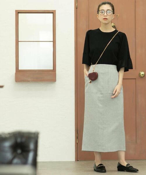 OPAQUE.CLIP / オペーク ドット クリップ ロング・マキシ丈スカート | 《美人百花掲載》ストレッチリネンライクタイトスカート【洗濯機洗い可】 | 詳細1