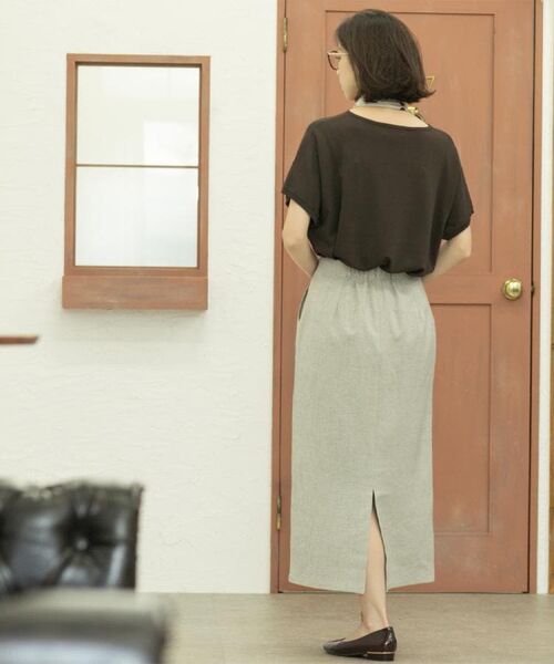 OPAQUE.CLIP / オペーク ドット クリップ ロング・マキシ丈スカート | 《美人百花掲載》ストレッチリネンライクタイトスカート【洗濯機洗い可】 | 詳細10